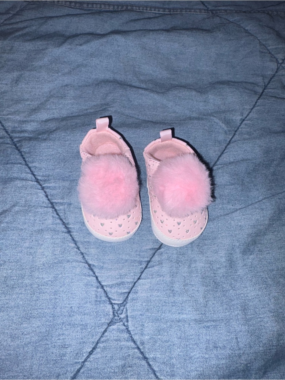 Pink Baby Pom Pom Slip-On Shoes
